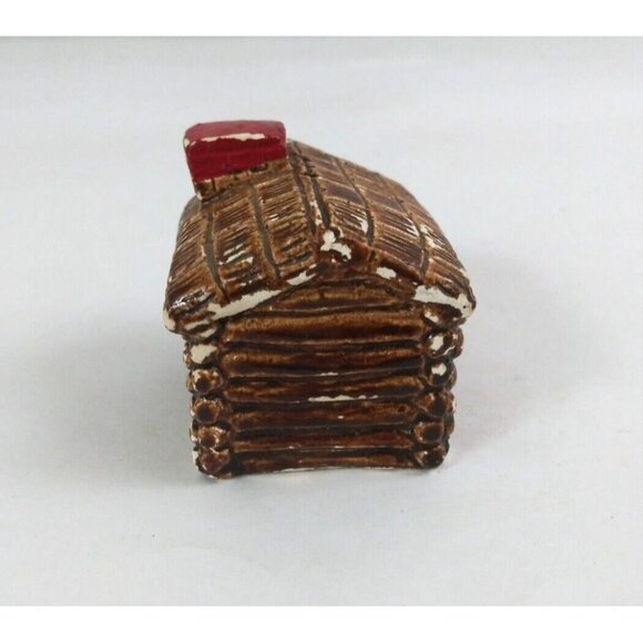 Vintage Chalk Ware Log Cabin 1.75" Salt & Pepper Shakers - Picture 10 of 13
